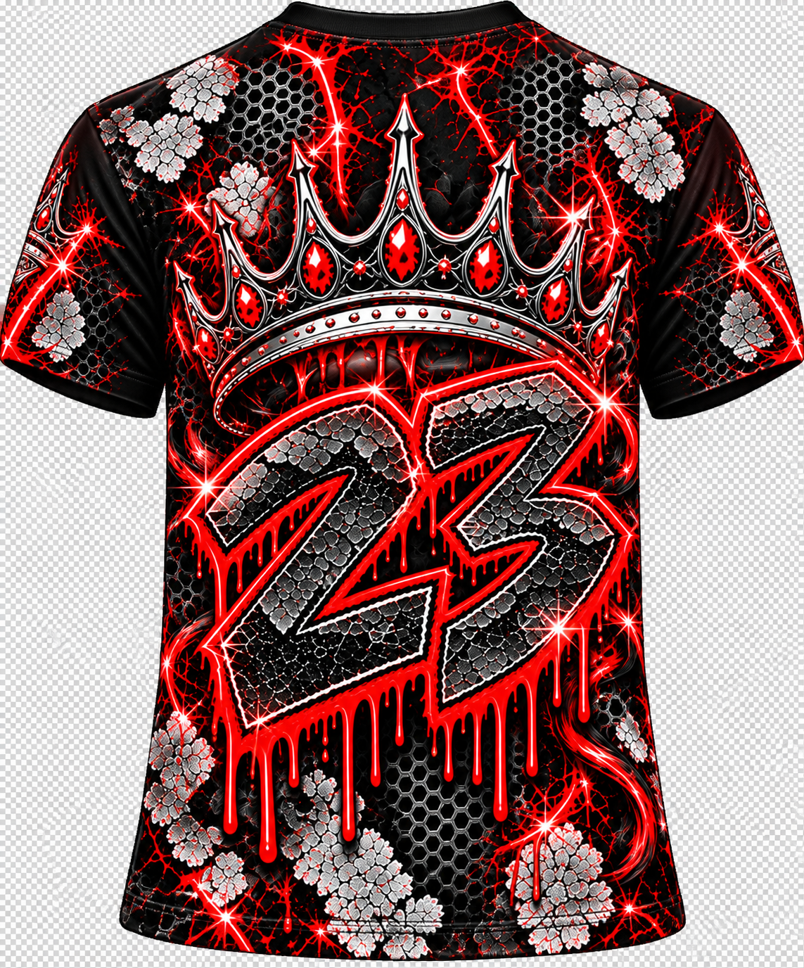 Crowned in Pressure 23 Graphic T-Shirt | Black, Red & Silver