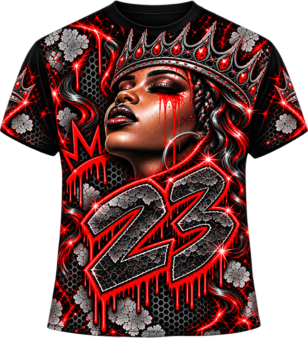 Crowned in Pressure 23 Graphic T-Shirt | Black, Red & Silver