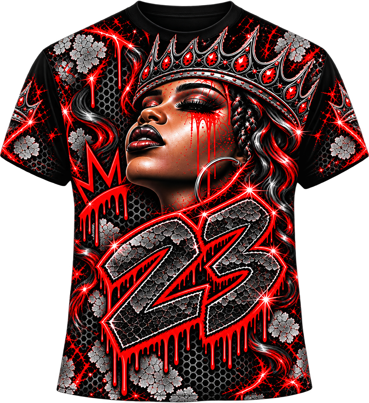 Crowned in Pressure 23 Graphic T-Shirt | Black, Red & Silver